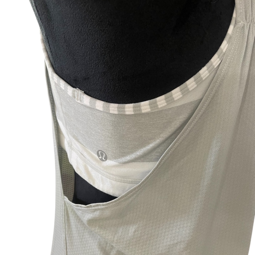 LULU LEMON No limits tank,cream, White & grey airy tan,Size 10 - Picture 4 of 6